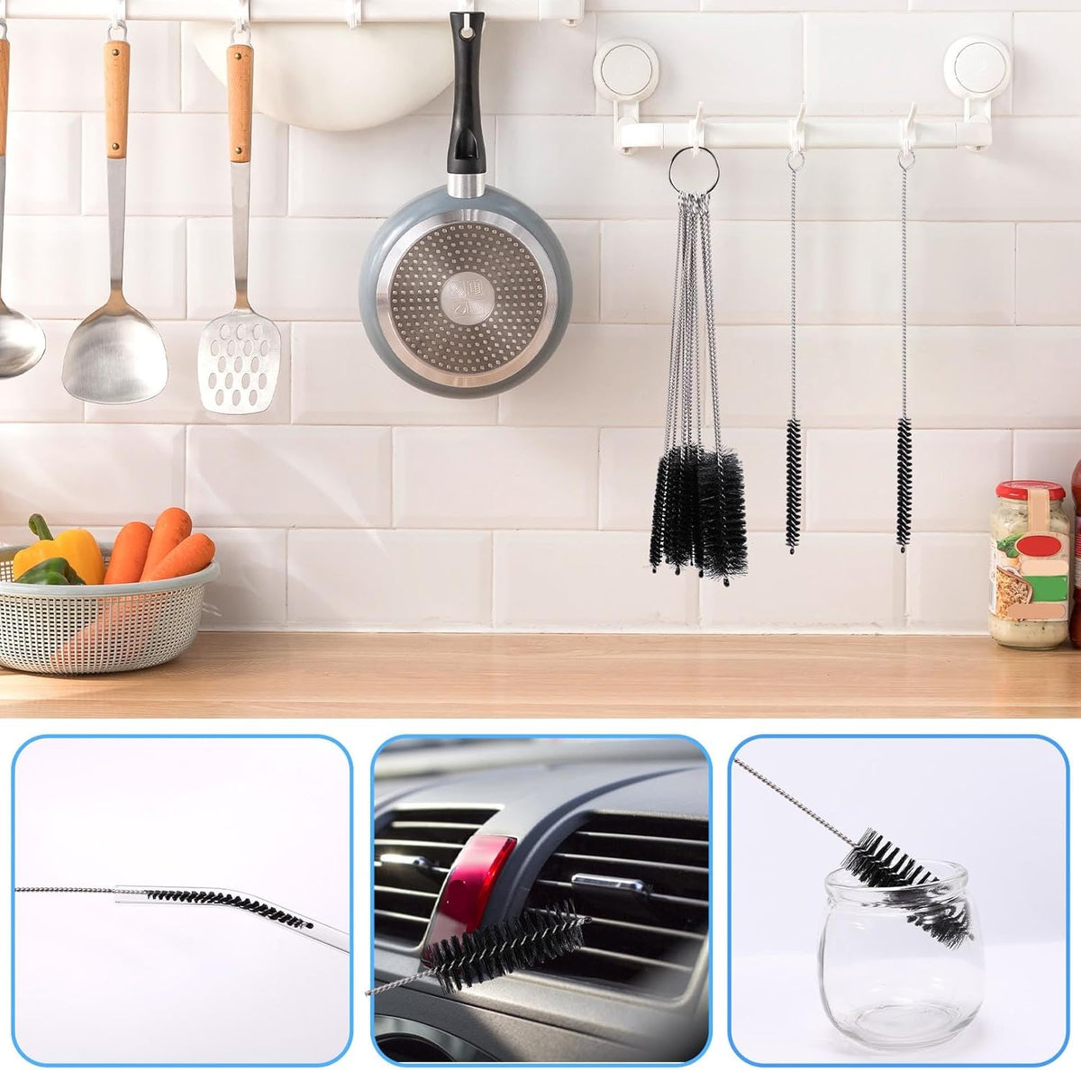 16pcs Long Tube Cleaner Set, Extra Long Hose Cleaning Brush, Pipe Cleaning Brush, Cleaning Brush Stainless Steel for Fish Tank, Kitchen, Straw
