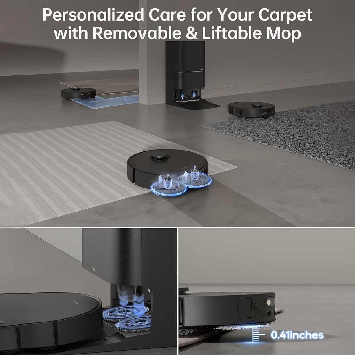 DREAME X30 Ultra Robot Vacuum with Detachable & Liftable Mop, Self-Emptying Robot Vacuum and Mop Combo with Side Brush, 8,300 Pa Suction, Self-Cleaning and Self-Drying Mop, Auto Water Filling