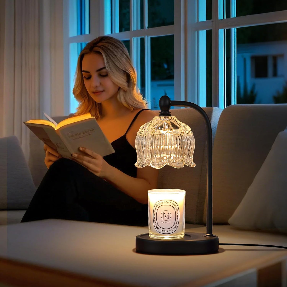 Black Candle Warmer Lamp with Timer and Dimmer,Flameless Wax Melt Warmer for Jar Candles with 2 Bulbs,House Warming Gifts,Mother's Day/Birthday/Christmas Gifts for Mom/Wife,Home Decor