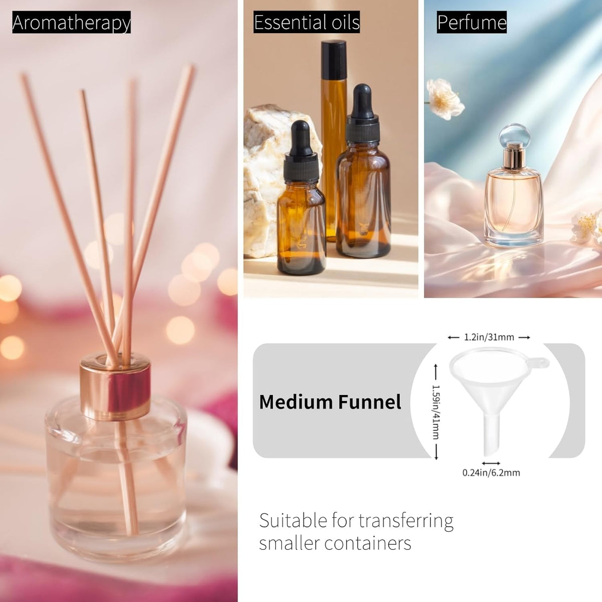 9 Pack Small Funnel Kit 3 Sizes w/Droppers for Kitchen Bottles, Essential Oils, Capsules & Pet Souvenirs