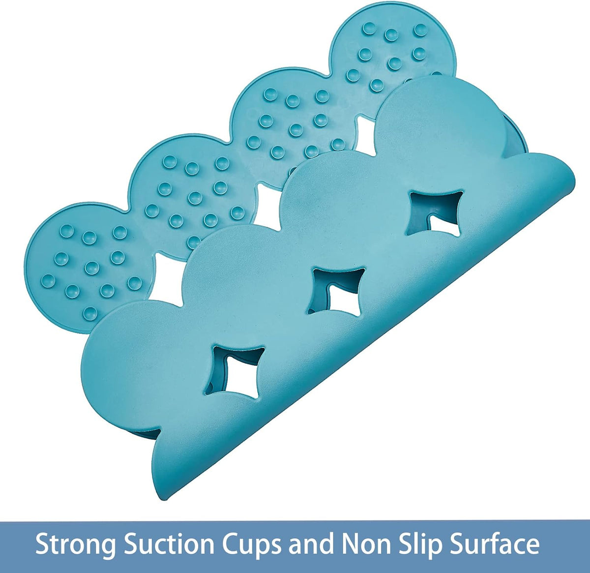 Square Shower Mat Nonslip - Rubber Bathtub Mat with Suction Cups for Inside Shower Bathroom Floor (Blue, 21X21“)
