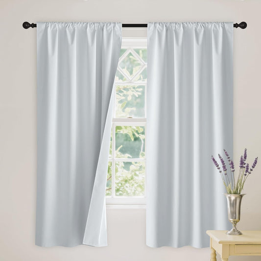 RYB HOME White Blackout Curtains for Bedroom, 100% Blackout Thermal Insulated Noise Reducing Curtains for Living Room Nursery, 34 inches Wide by 72 inches Long, 2 Panels Set