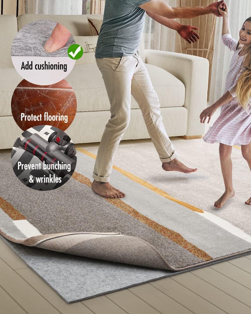 Non Slip Rug Pad Gripper - 2x10 Feet 1/8” Extra Thick Felt Under Rug for Runner Rugs and Hardwood Floors,Super Cushioned Non Skid Carpet Padding