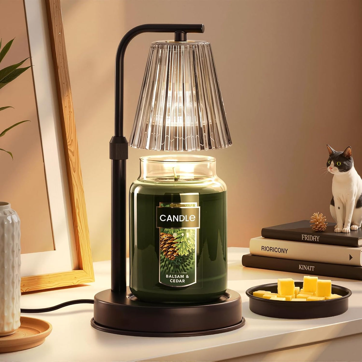 Marycele Candle Warmer Lamp with Timer for Yankee Candles, Black Wax Warmer with Dish for Wax Melts, House Warming Gifts for New Home Decor, Christmas Birthday Thanksgiving Gifts for Mom Women Men