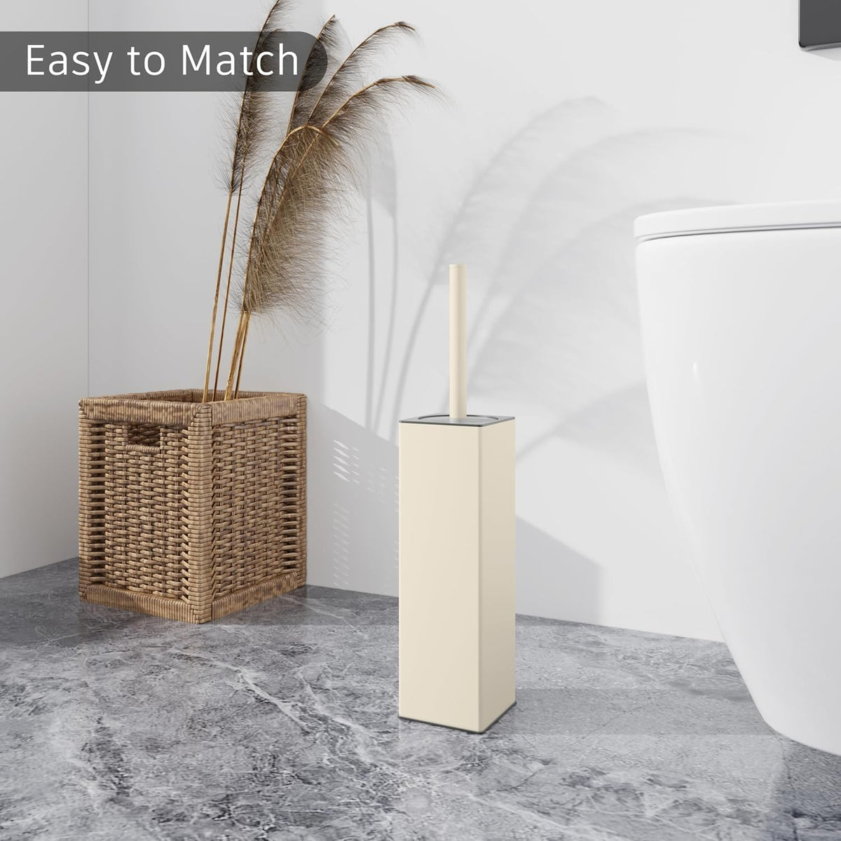 BVL Toilet Brush and Holder Set White Freestanding for Bathroom