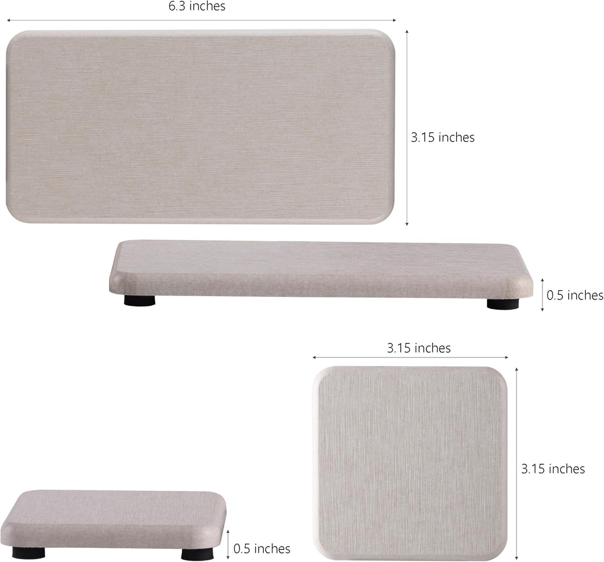 Set of 4 Water Absorbent Diatomite Coasters, Diatomaceous Earth Kitchen Soap Dish, Bathroom Trays, Water Absorbing Stone Used for Hand Soaps & Plants & Toiletries in The Modern Home