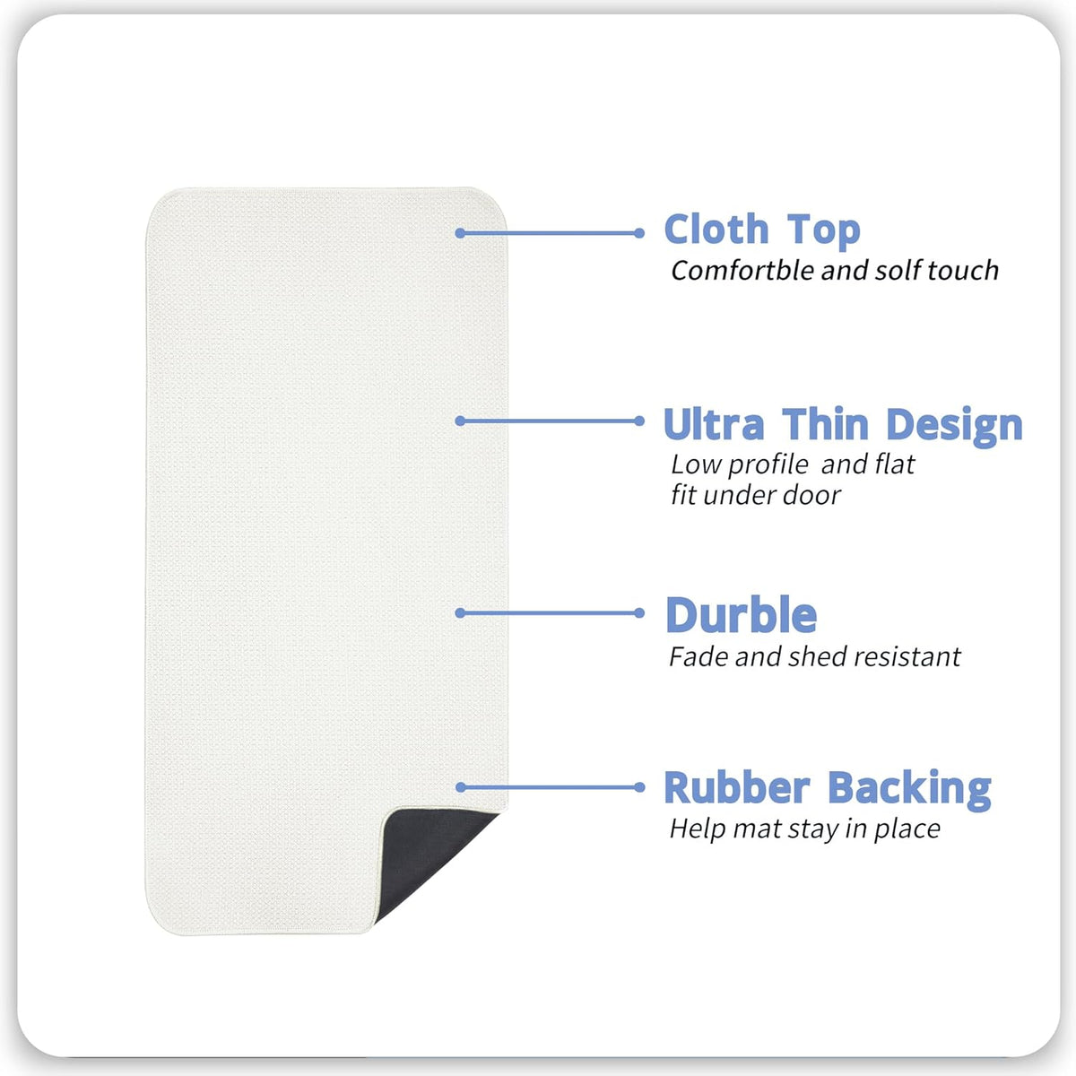 Bath Mat,Ultra Thin Bathroom Runner Rugs,Large Bath Mats for Bathroom,Quick Dry,Non-Slip,Machine Washable,Low Pile,Bath Rug,Shower Outside,Sink,Home Decor Accessories.White,2'x5'（24x60inch）