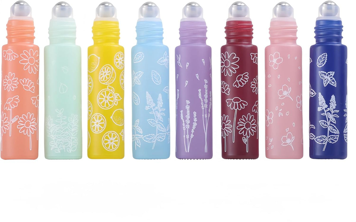 10 Pcs Yellow Glass Essential Oil Roller Bottles,10ml Empty Refillable Roll on Bottles,Glass Travel Roller Bottles with Stainless Steel Roller Balls for Essential Oil,Perfume,Aromatherapy,Lip Balms