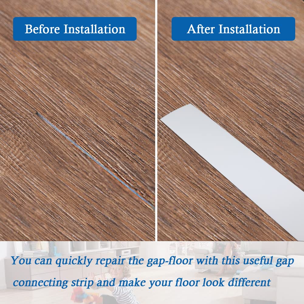 Floor Transition Strip Self Adhesive Floor Cover Strips Laminate 2" Wide Vinyl Flat Divider Transitions (5cm, 3.3Ft, White)