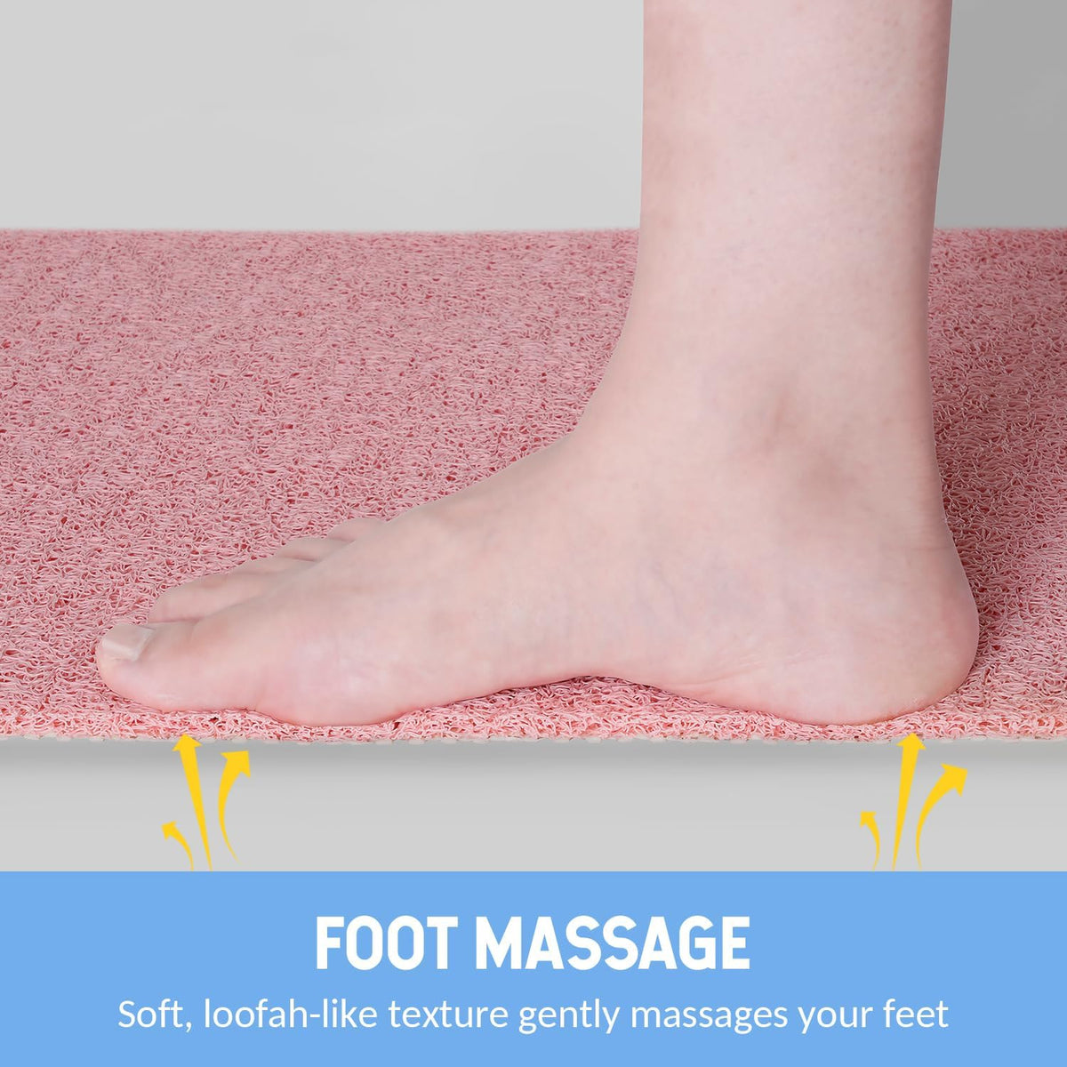 Non-Slip Bathtub Mat, Anti Slip Shower Mat, Fast Drying Bathtub Mats, Foot Scrubber Mat, Anti Slip Mat for Tub, Floor, Bathroom, Kitchen, Home, Hotel (Pink 24"×24")