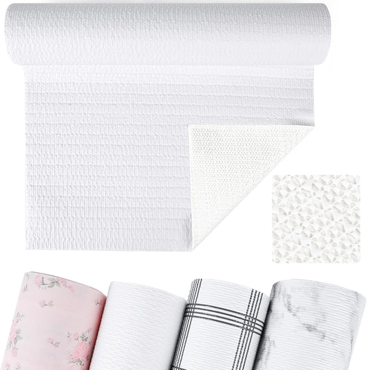 Non-Adhesive Shelf and Drawer Liner for Kitchen Cabinets, 12 in x 20FT Strong Non-Slip Cabinet Liners for Shelves, Refrigerator, Pantry Storage, Bathroom Closet, Easy to Clean & Cut, White