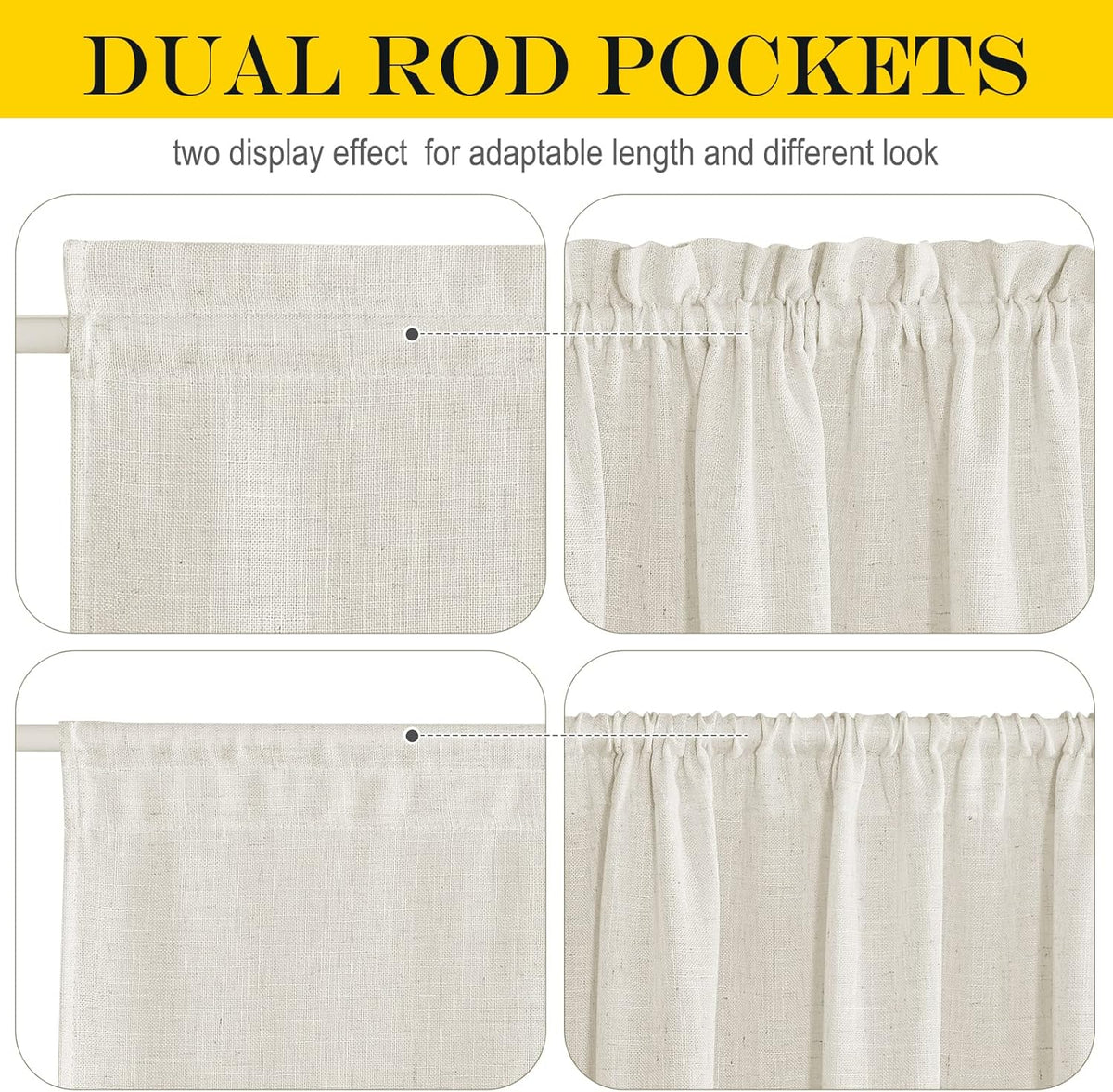 NICETOWN Sheer Door Curtains for Window, Farmhouse Sidelight Window Treatment Curtains for Narrow Glass Door/Kitchen/Front Door Linen Textured 26 x 80 Inches with Tieback, Linen, 1 Panel