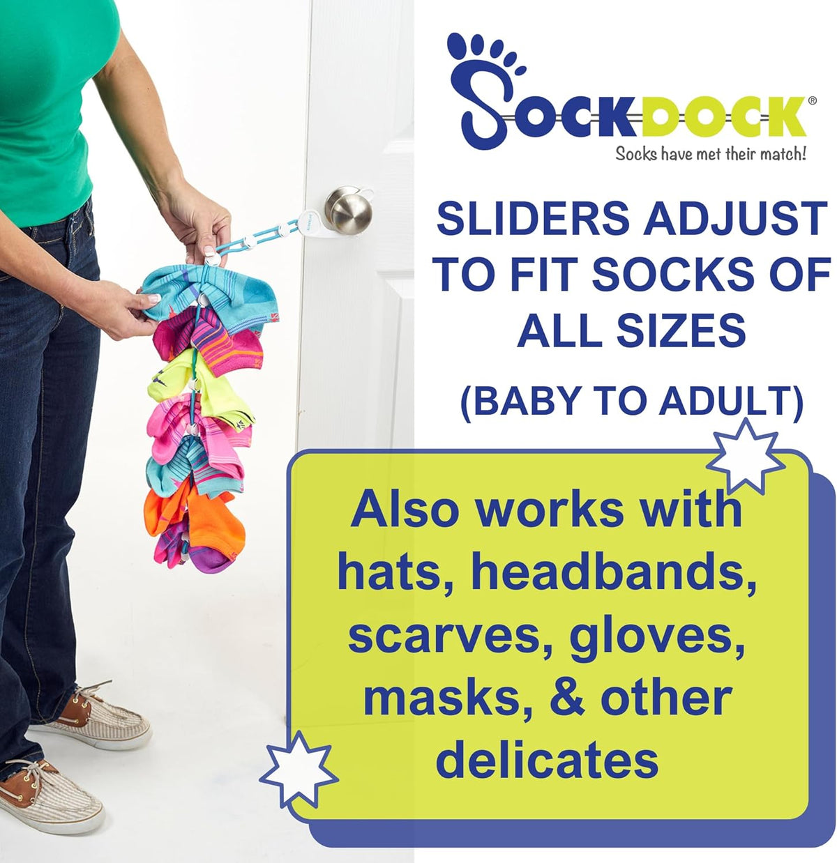 Sock Laundry Solution for Washing Drying & Storing Socks in Pairs, Clip & Hold Socks in Washer Dryer & Closet 2-Pack
