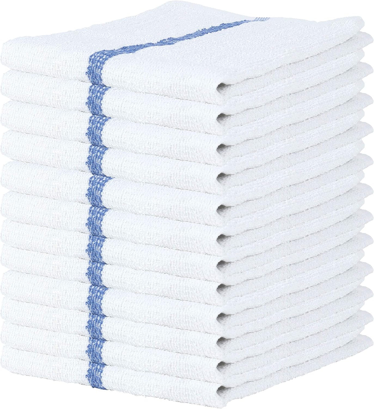 Arkwright Qwick Wick Bar Mop Towels - (Pack of 12) 100% Cotton Quick Dry Dishcloths, Super Absorbent Multipurpose Cleaning Rags for Restaurants, Kitchen, Bathroom, Hotel, 16 x 19 in, Blue Stripe