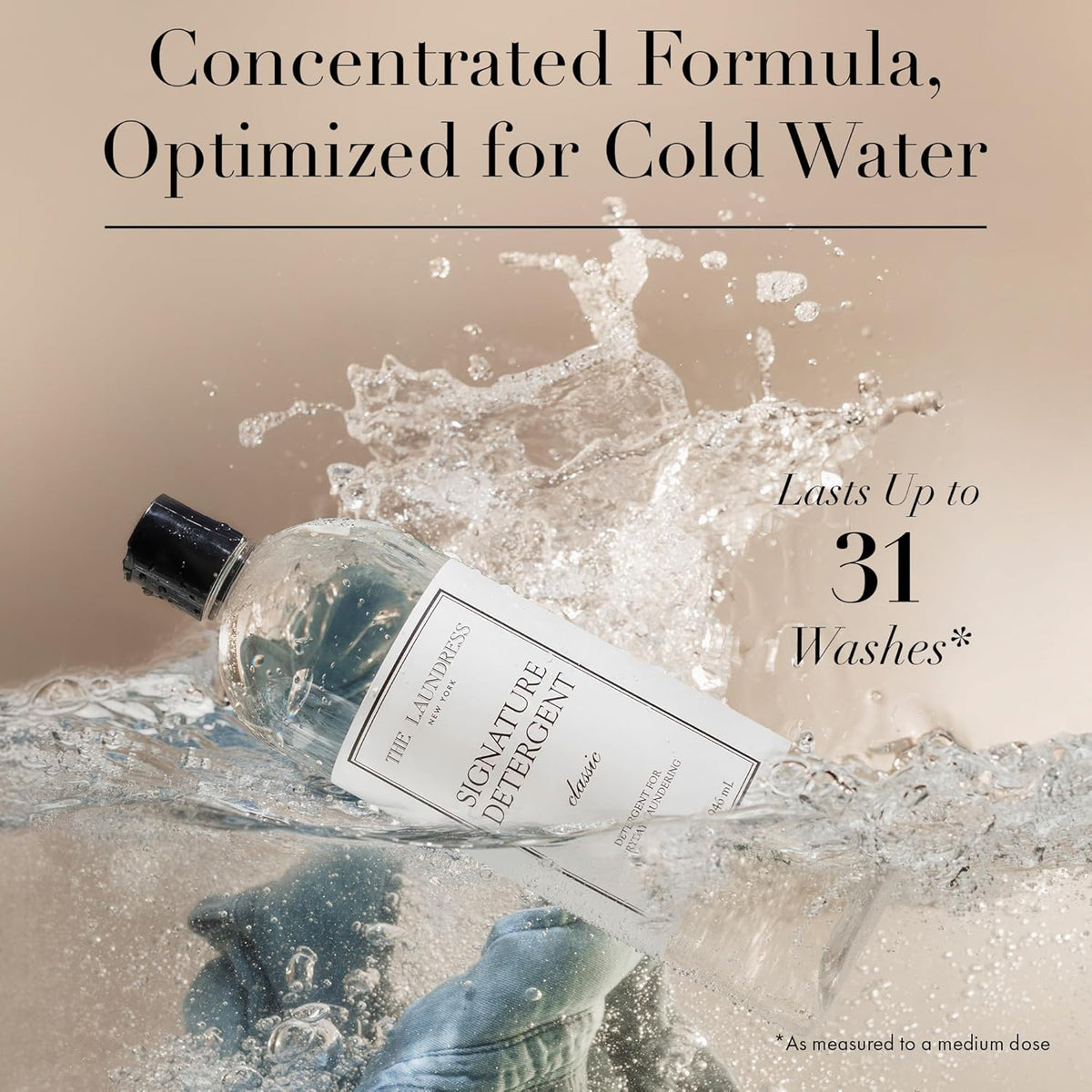 The Laundress Luxury Laundry Detergent, 31 Loads, Scented Signature Classic Fragrance, Concentrated Triple Enzyme Deep Cleaning and Targeted Stain Remover, 96% USDA Biobased Product