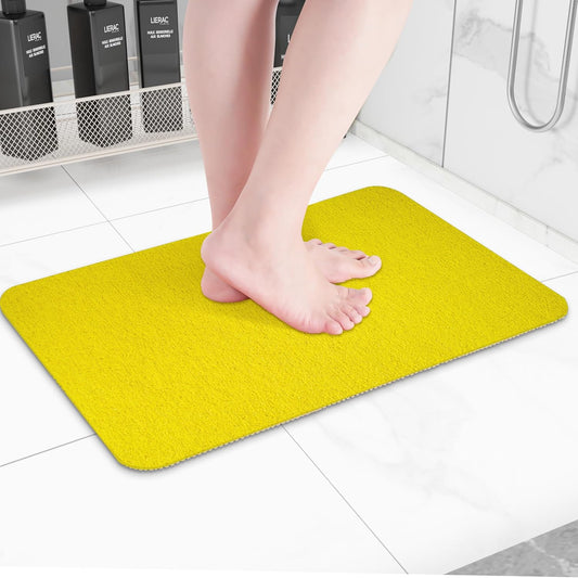Non-Slip Bathtub Mat, Anti Slip Shower Mat, Fast Drying Bathtub Mats, Foot Scrubber Mat, Anti Slip Mat for Tub, Floor, Bathroom, Kitchen, Home, Hotel (Yellow 24"×16")