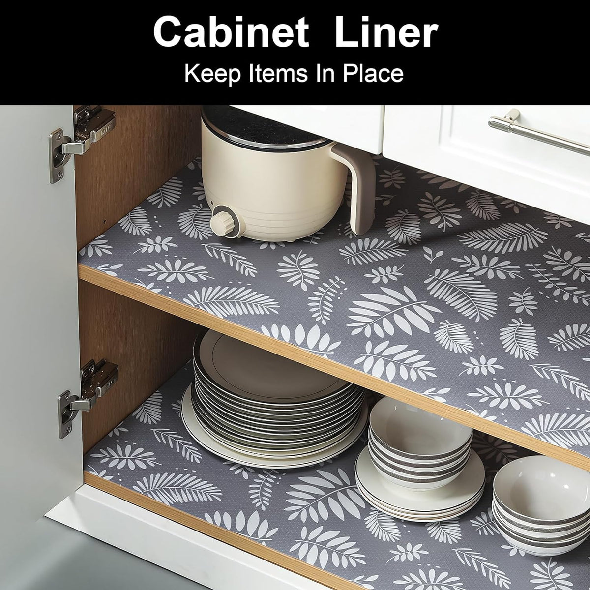 Cooyes Shelf and Drawer Liner for Kitchen Cabinets Non-Adhesive, Waterproof Non-Slip Cabinet Liners for Desk, Refrigerator, Shelves, Bathroom Drawers, Cabinet Protection