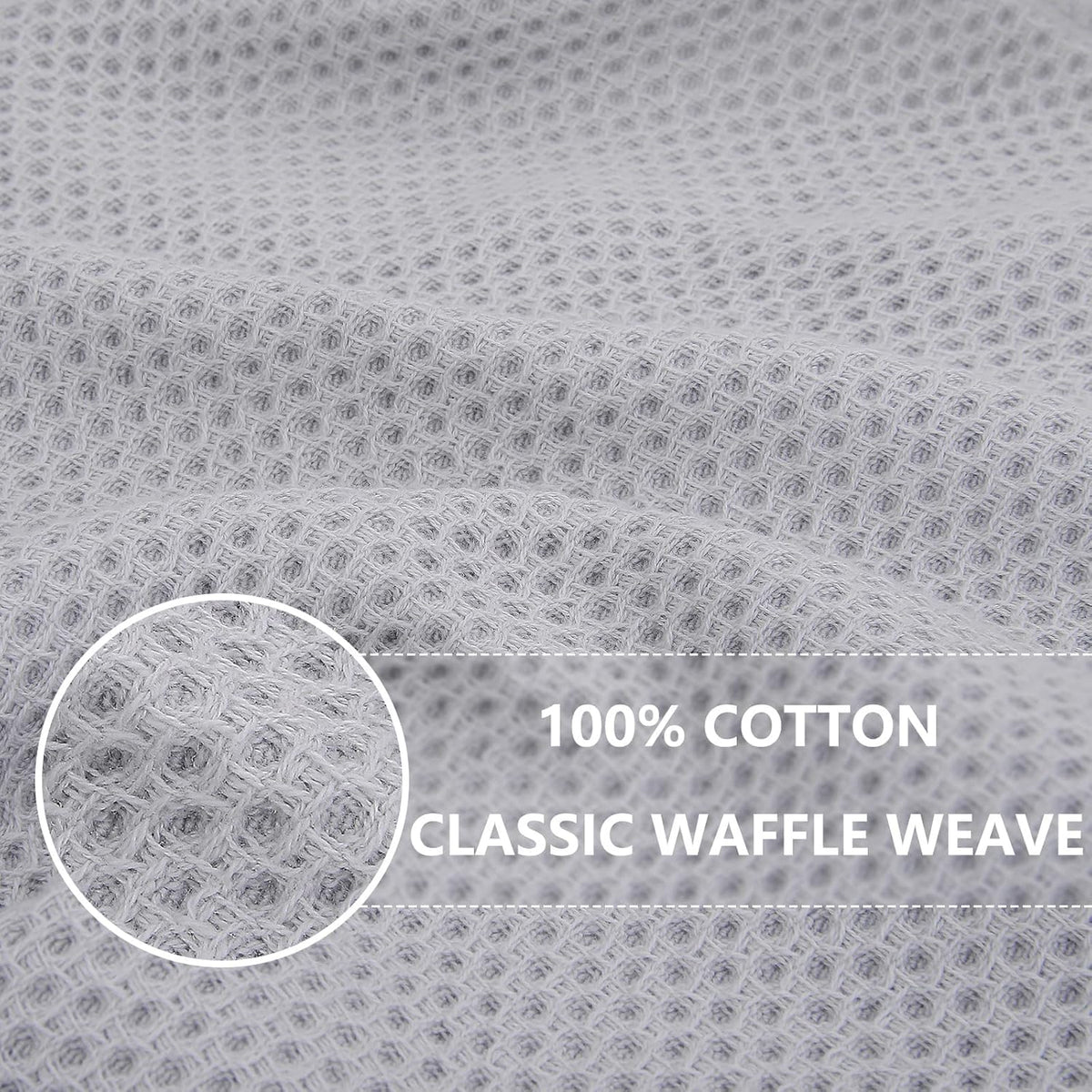 Homaxy 100% Cotton Waffle Weave Kitchen Dish Towels, Ultra Soft Absorbent Quick Drying Cleaning Towel, 13 x 28 Inches, 8-Pack, Light Gray