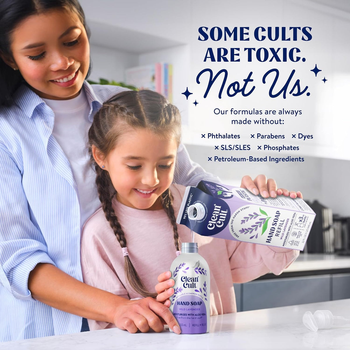 Cleancult Liquid Hand Soap Refill - Wild Lavender - Moisturizes Dry & Sensitive Skin - Made with Aloe Vera & Lavender Essential Oils - Eco Friendly - Paper-Based Packaging - 32 oz/1 Pack