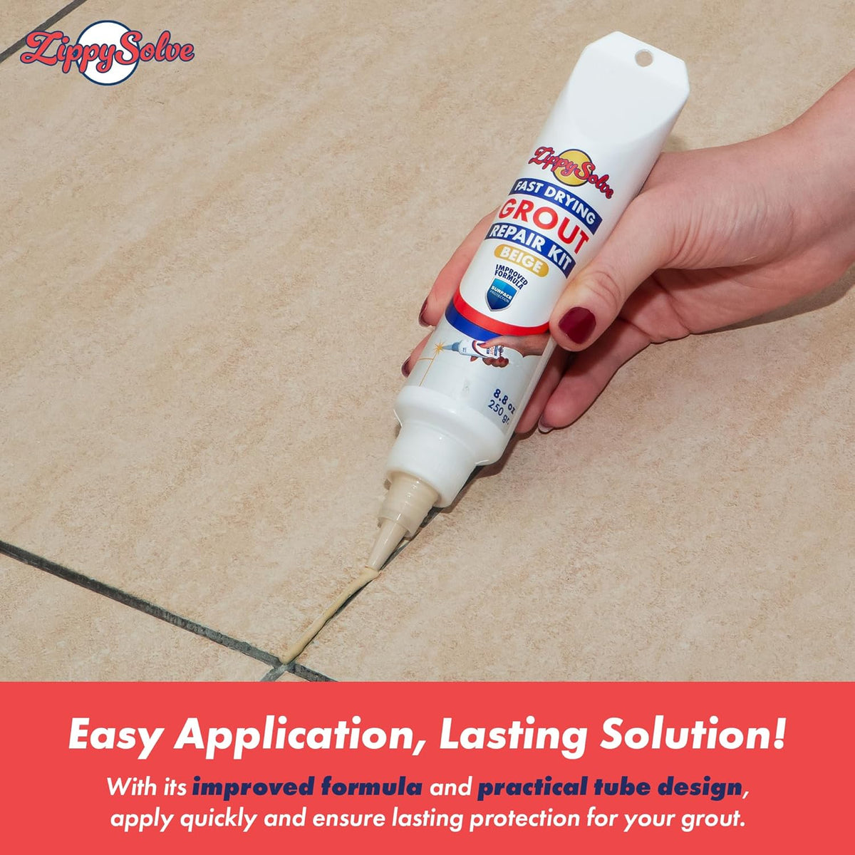 Tile Grout, Repair Kit, Restore & Renew Tile Joints Line, Fast Drying Tile Grout Paint Squeeze Tube for Bathroom Shower Kitchen Floor, Waterproof (8.8 oz, Beige)