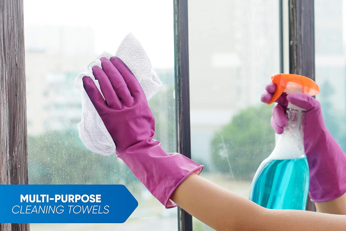 100% Cotton Terry Towels Cleaning Cloths Pack of 50 (12x12 Inches) White Cotton Terry Cloth Bar Rags White Bar Towels, Multipurpose High Absorbent Terry Towels for Cleaning Auto Detailing or Painters