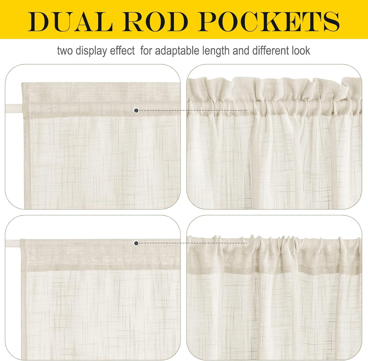 NICETOWN Door Panel Curtains Faux Linen French Curtain Window Curtain Semi Sheer Covering Privacy for Temporary Front Glass Door, Window 1 Panel, 36" W by 80" L, Light Grey
