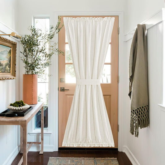 NICETOWN Linen Sheer Door Curtain Panel for French Doors, Privacy Kitchen Window Coverings Shades for Front Back, Light Filtering Rod Pocket Shades, W52 x L72 Inches, 1 PC