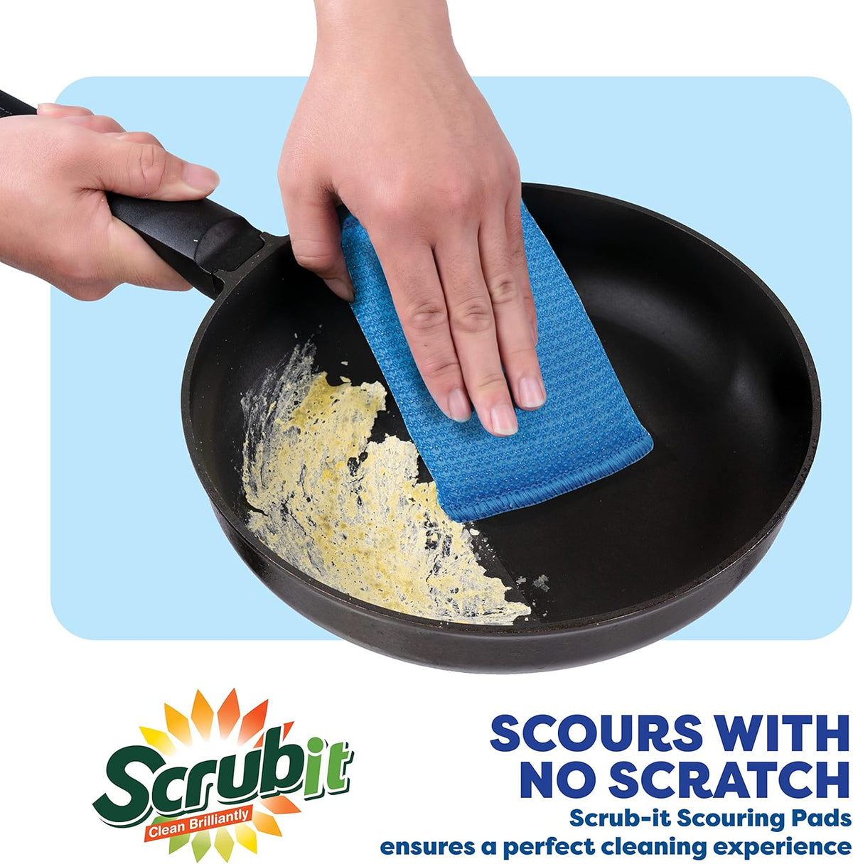 SCRUBIT Multi-Purpose Scouring Pad - Non-Scratch Cleaning Sponges for Pots, Pans, Dishes, Utensils & Non-Stick Cookware - Scrubbing Pads Use for Kitchen, Bathroom - 6 Pack Dish Sponge- (Orange)