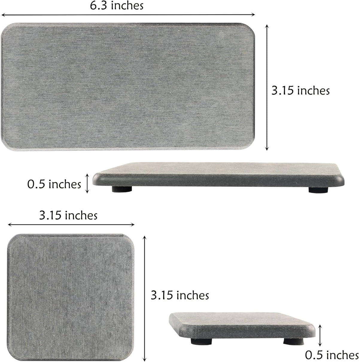 Set of 4 Water Absorbent Diatomite Coasters, Diatomaceous Earth Kitchen Soap Dish, Bathroom Trays, Water Absorbing Stone Used for Hand Soaps & Plants & Toiletries in The Modern Home