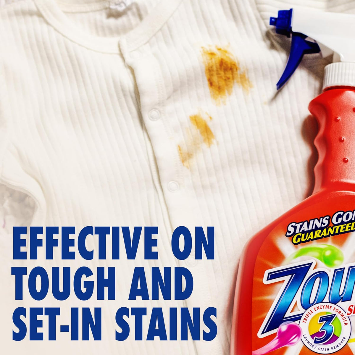 Zout Laundry Stain Remover Spray, Triple Enzyme Formula Removes the Toughest Stains, Made in the USA, 22 Ounce Bottles, 2-Pack