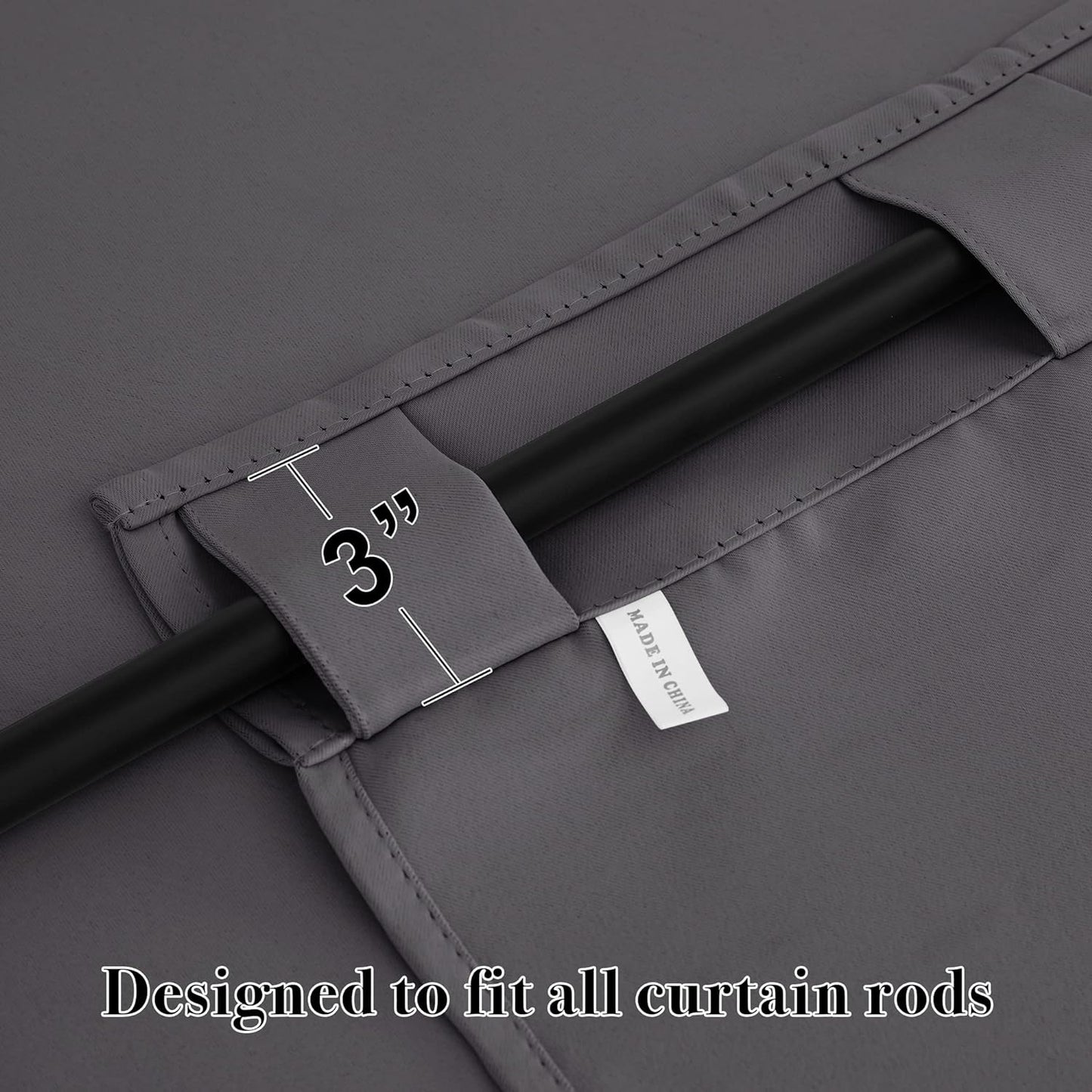 RYB HOME Blackout Curtains for Living Room, Back Tab & Rod Pocket Top Insulating Window Decor for Bedroom Dining Classroom Home Office, W 62 x L 63, Grey, 2 Panels