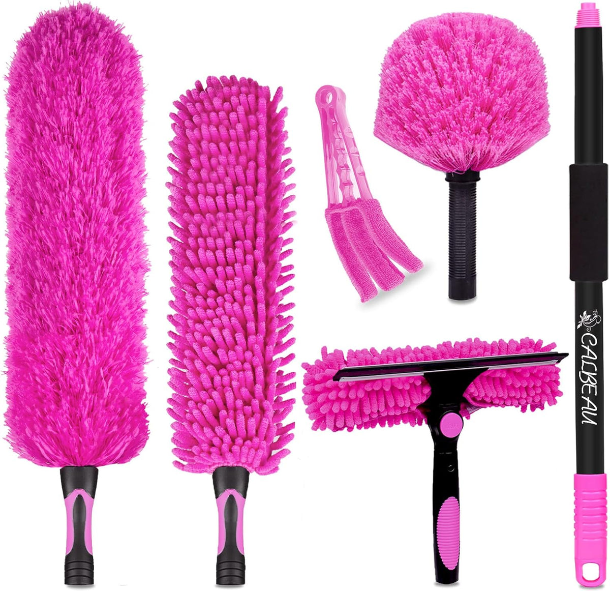 15 Foot Dusters for Cleaning, Duster with Extension Pole 7-15ft, Microfiber Feather Duster Used for Cleaning Ceiling Fan, High Window, Blinds, Shutters, Sofa, Cobweb Duster for Home (12 PCS)