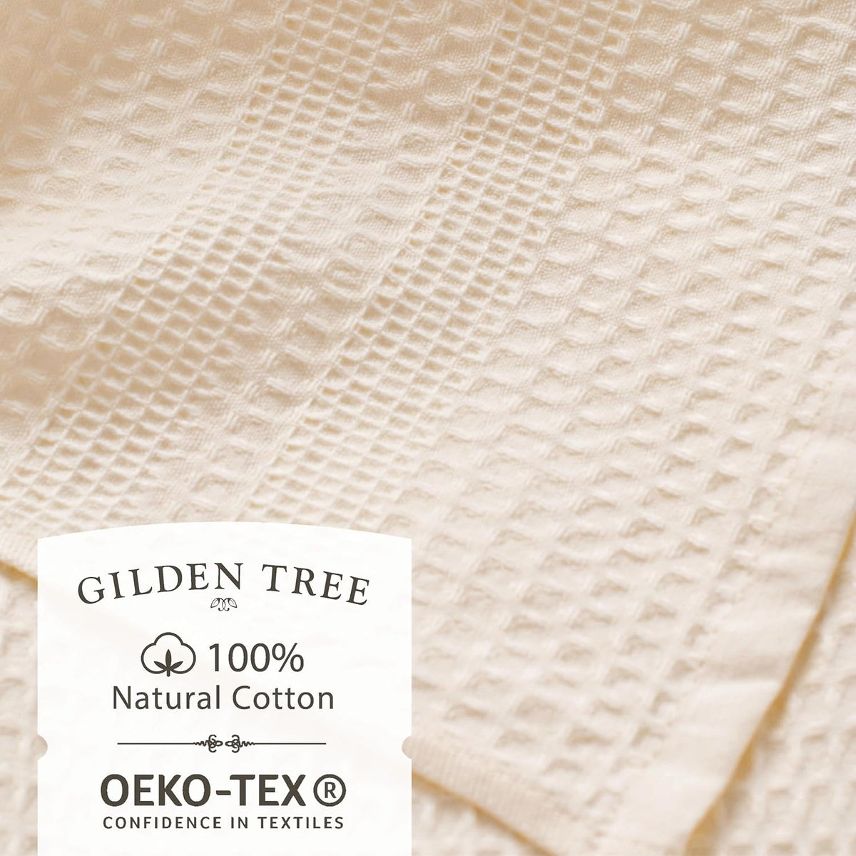 GILDEN TREE Waffle Hand Towels for Bathroom Quick Dry Towel Super Absorbent Thin 100% Cotton Hand Towels Lint Free, Hand Towels for Bathroom Set of 2, Classic Style (Cream)