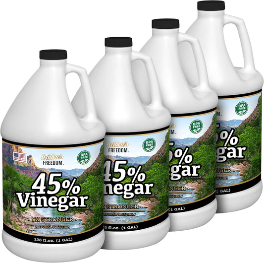 Nature's Freedom 45% Concentrated Vinegar, 4 Gallons - Dilutes to 36 Gallons - 9x Strength Multi-Purpose Solution