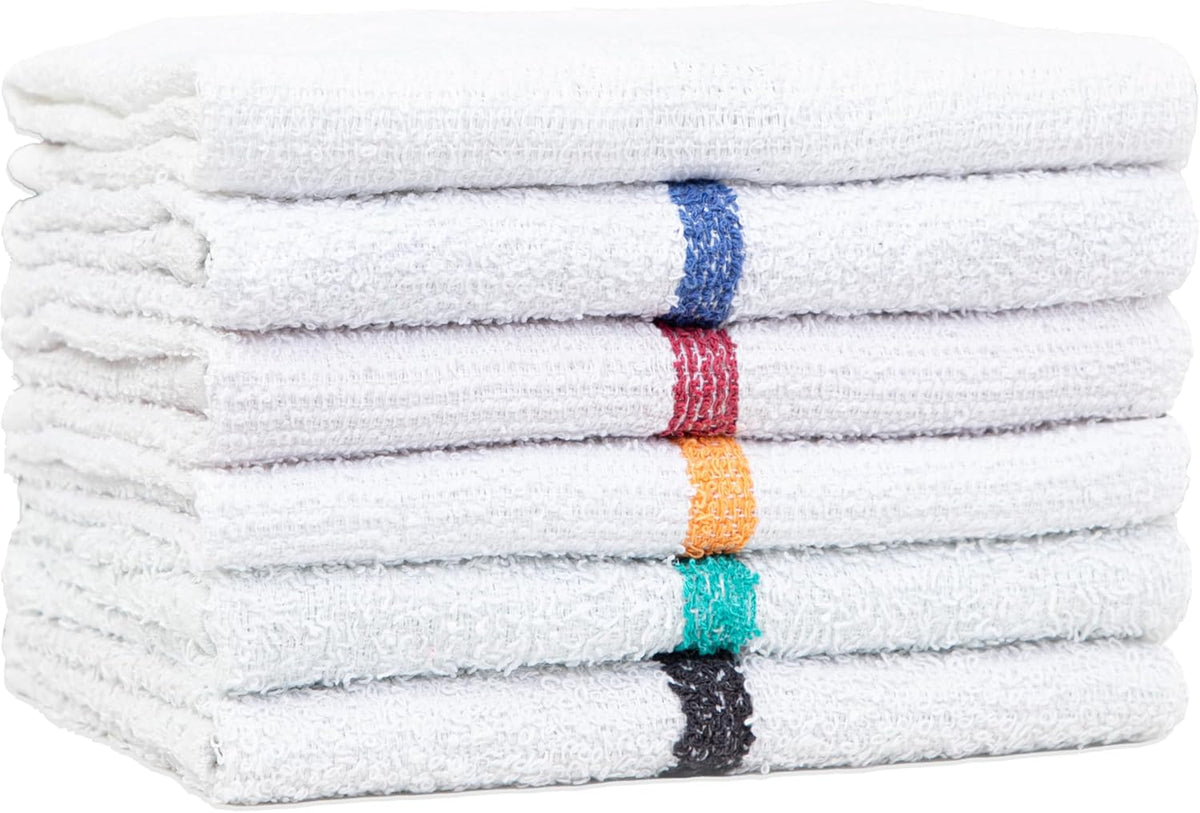 Arkwright Qwick Wick Bar Mop Towels Bulk - (Case of 60) 100% Cotton Quick Dry Dishcloths, Super Absorbent Multipurpose Cleaning Rags for Restaurants, Kitchen, Bathroom, Hotel, 16 x 19 in, Green Stripe