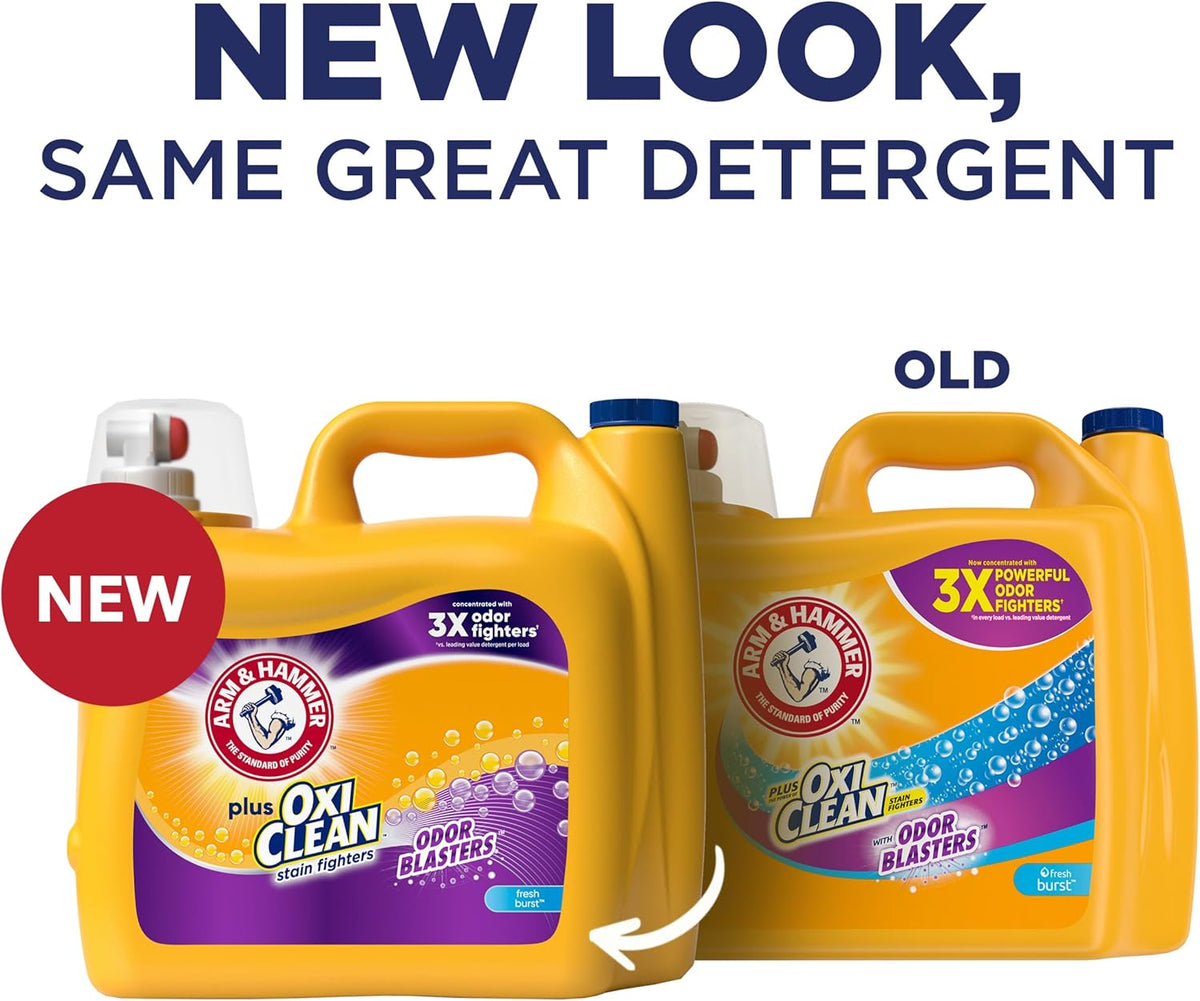 Arm & Hammer Plus OxiClean Odor Blasters Fresh Burst, 160 Loads Liquid Laundry Detergent, 208 Fl oz