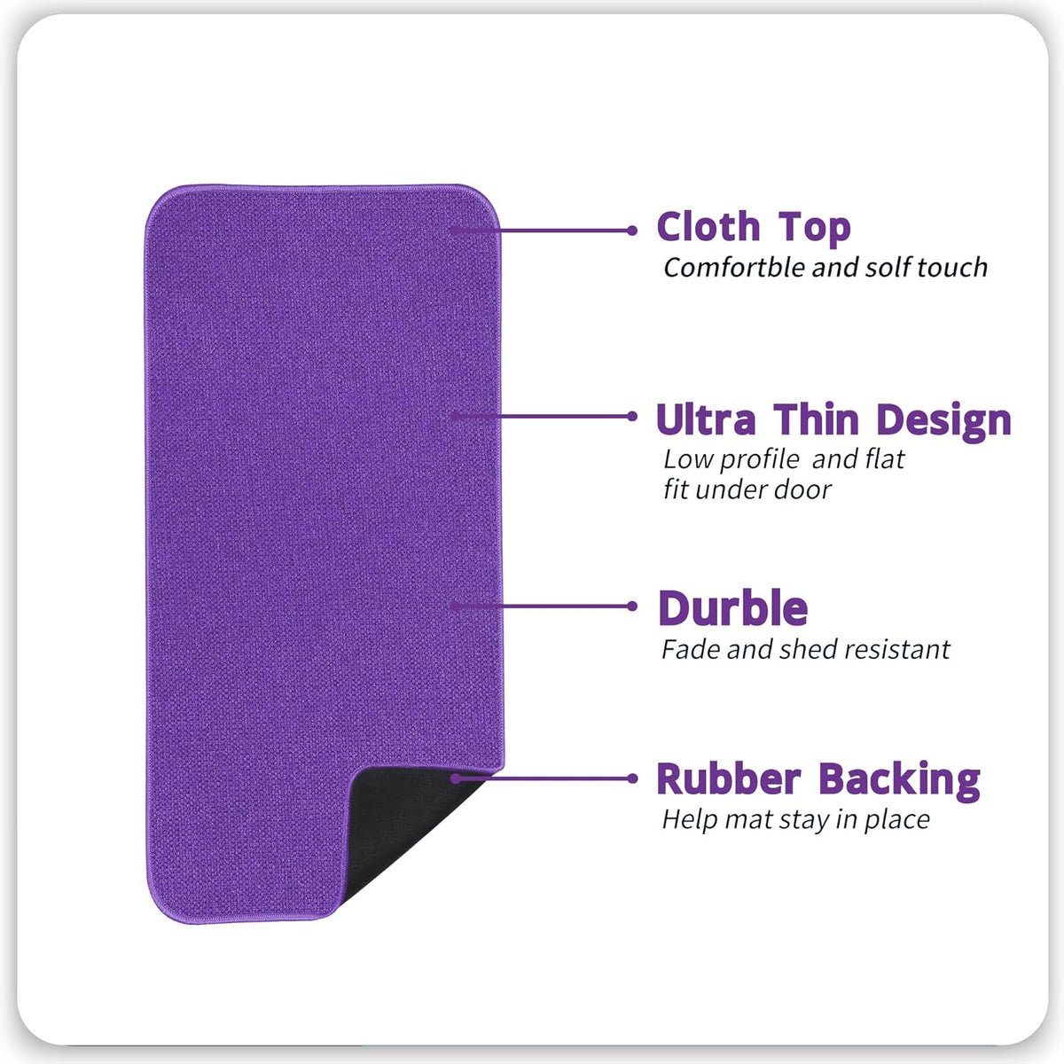 Bath Mat,Ultra Thin Bathroom Runner Rugs,Large Bath Mats for Bathroom,Quick Dry,Non-Slip,Machine Washable,Low Pile,Bath Rug,Shower Outside,Sink,Home Decor Accessories.Purple,2'x5'（24x60inch）