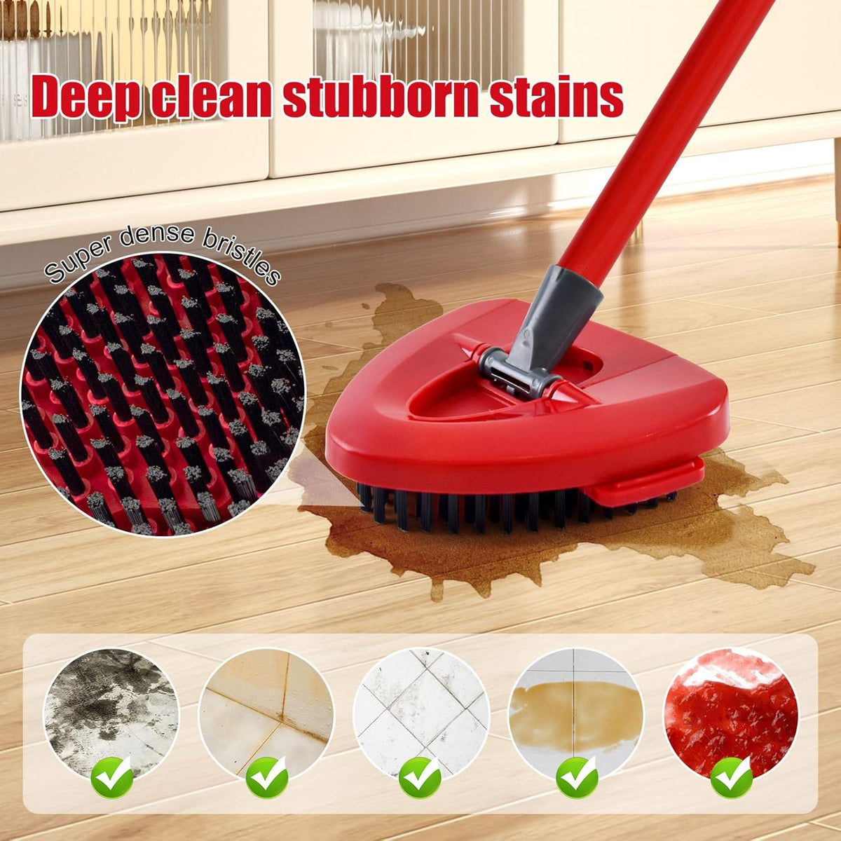 Mop Handle for Ocedar, Scrub Brush and Spin Mop Base Compatible with O Cedar EasyWring 1 Tank Spin Mop,4-Section Spin Mop Handles and Base for EasyWring Spin Mop