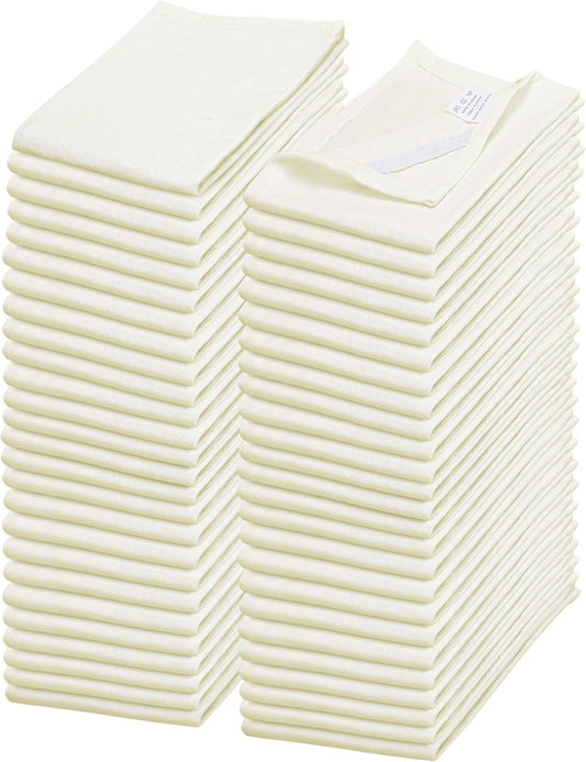 WHITEWRAP Flour Sack Towels| Tea Towel for Crafts| Kitchen Dish Cotton Blank Towel for Embroidery|Baking Bread Proofing Linen Cover| Thick Absorbent Quick Dry| 50Pack 28"x28" Natural