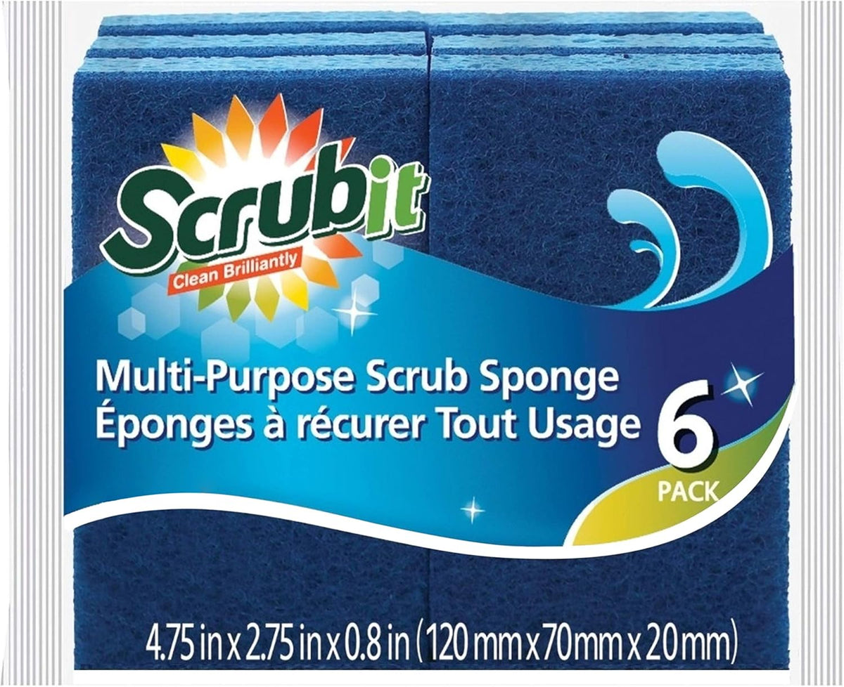 Scrubit Non-Scratch Cleaning Scrub Sponges- Scrubbing Dish Sponge Ideal for Washing Kitchen,Dishes, Bathroom &More – Dishwashing Sponge Along with A Thought Scrubber – 6 sponges