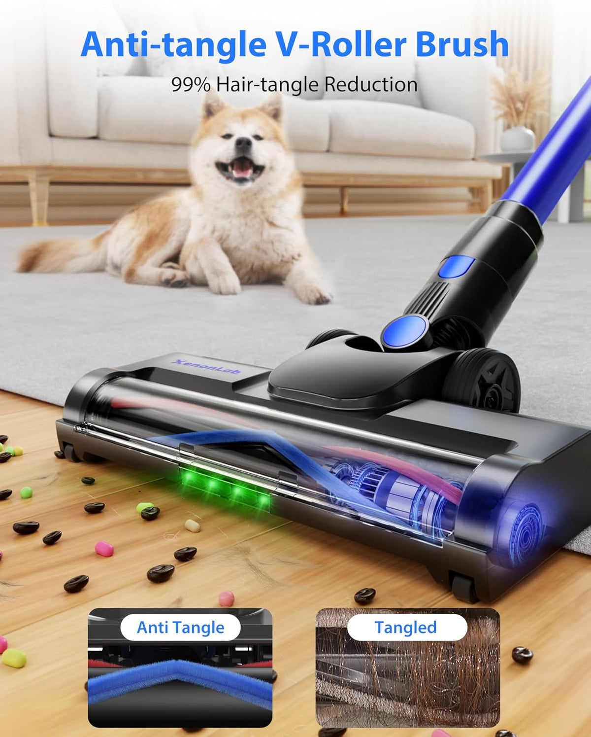 Cordless Vacuum Cleaner, 45KPA Stick Vacuum Cleaners for Home, 6-in-1 Rechargeable Lightweight Vacuum, Up to 35Mins Runtime, with Powerful Suction for Carpets, Pet Hair, Hardwood Floors