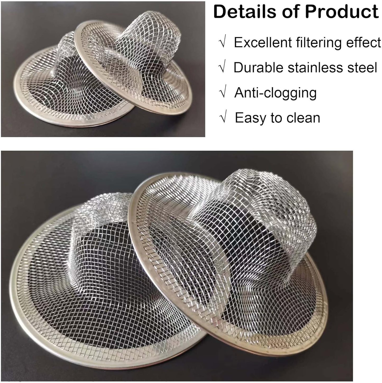10Pcs Metal Mesh Kitchen Sink Strainer, 4.41" Stainless Steel Slop Basket Filter Trap Kitchen Sink Drain Strainer Screen Mesh Food Catcher for Most Kitchen Sink Bathroom Shower Floor Drain