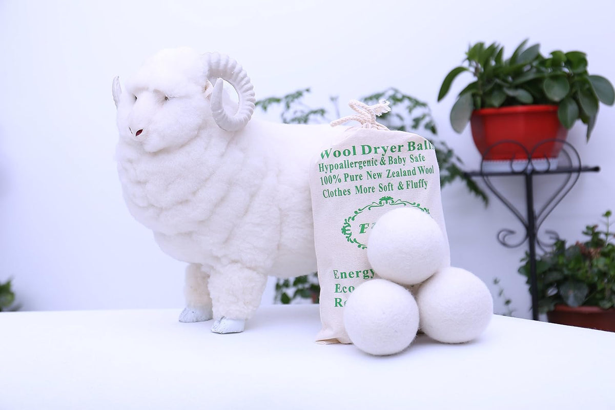 Wool Dryer Balls Organic XL 6-Pack, Reusable Natural Fabric Softener, Reduces Wrinkles,Dryer Sheets Alternative