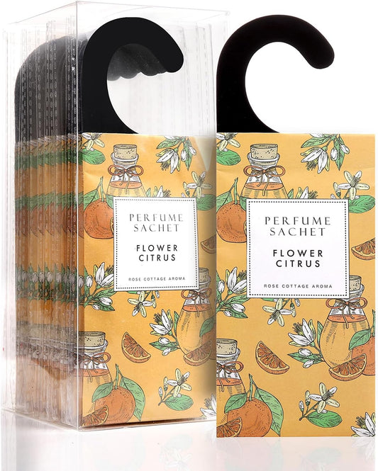 ROSE COTTAGE Large 12 Packs Flower Citrus Hanging Closet Air Freshener Scented Sachets Long Lasting Smell Goods