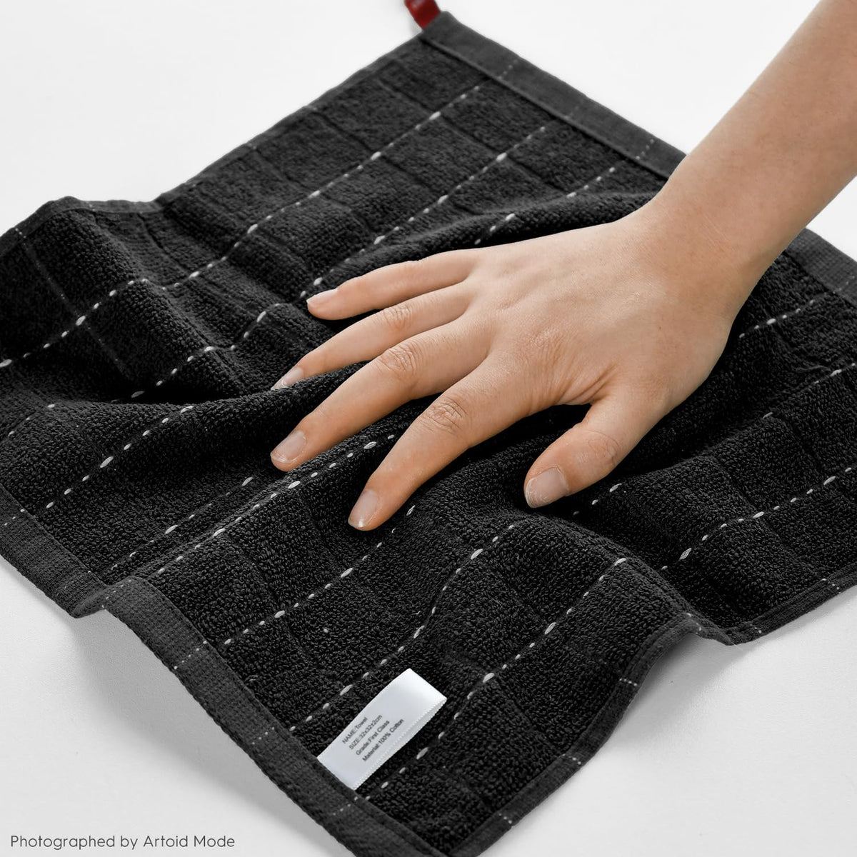 Artoid Mode Checkered Designed Cotton Black Grey Terry Kitchen Dish Cloths, 12x12 Inch Soft Absorbent Quick Drying Cleaning Kitchen Rags Set of 6