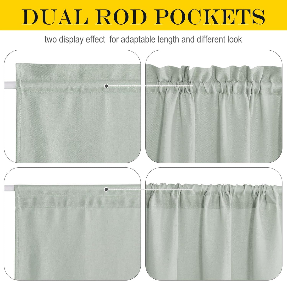 NICETOWN Linen French Door Privacy Light Reducing Door Curtain with Tieback Rod Pocket Sheer Curtain 1 Panel for Glass Feature Open Weave Textured Linen - 26" W x 72" L, Sage Green