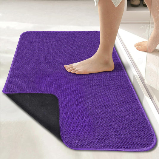 Bath Mat,Ultra Thin Bathroom Rugs,Rubber Bath Mats for Bathroom,No Slip Bath Rugs,Quick Dry,Machine Washable,Low Pile,Absorbent,Shower Outside,Sink,Home Decor Accessories.Purple,1'8"x2'8"(20x32inch)