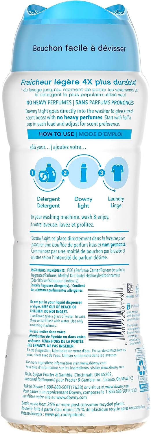 Downy Light Laundry Scent Booster Beads for Washer, Ocean Mist, 18.2 oz, with No Heavy Perfumes