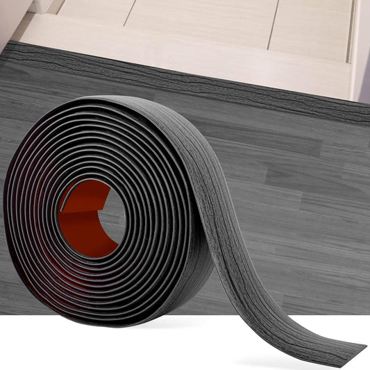 16.4Ft Floor Transition Strip Self Adhesive Vinyl Cover Floor Strip Flat Divider Transition Strip Wood Grain Design for Laminate Floor Gaps and Doorway Transitions (16.4Ft x 2 Inch, Gary)