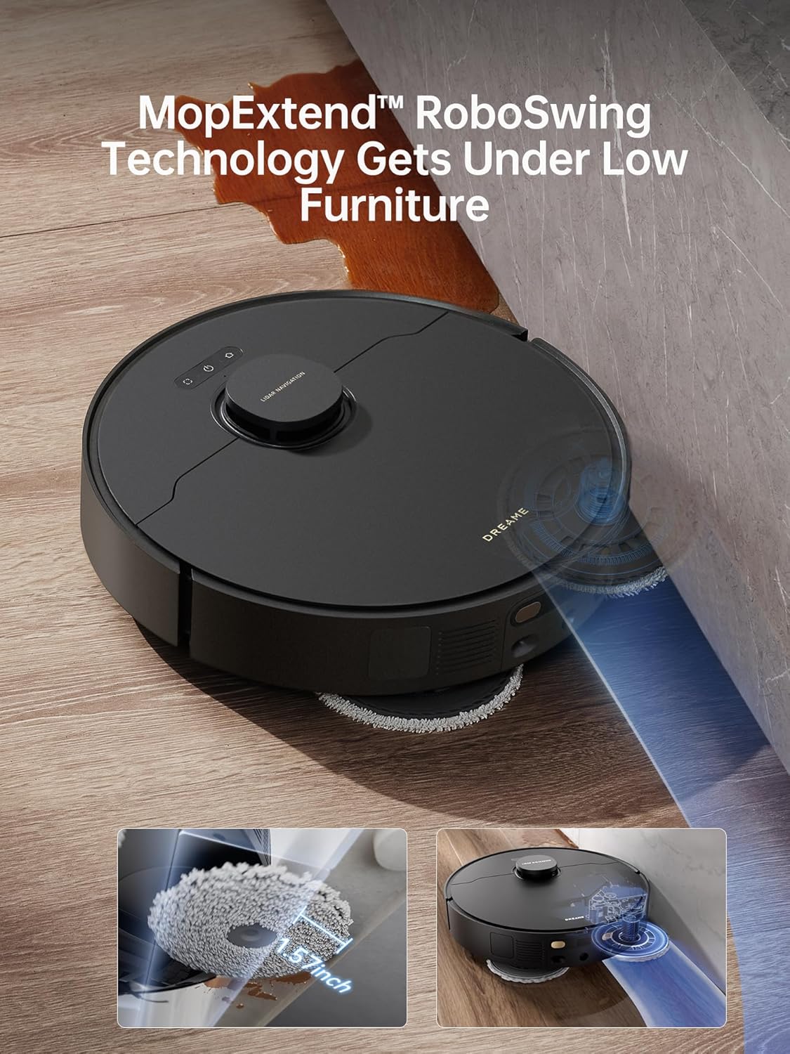 DREAME X40 Ultra Robot Vacuum with Detachable & Liftable Mop, Self-Emptying Robot Vacuum and Mop Combo with Side Brush, 12,000 Pa Suction, 158°F Self-Cleaning and Self-Drying Mop, Auto Water Filling